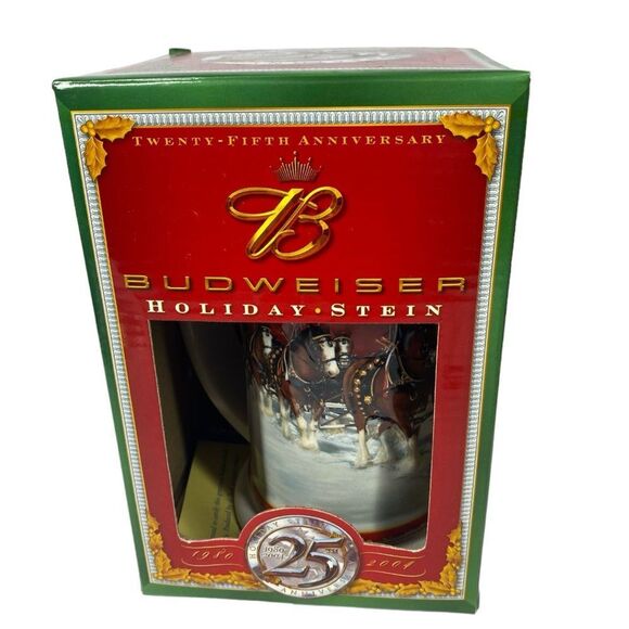 Budweiser 25th Anniversary Holiday Stein Vintage 2004 Limited Edition - Picture 1 of 9